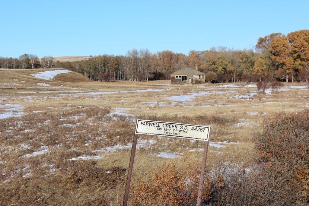 Farwell Creek School District 4267, SW 15 7 24 W3, 1919-1961, East Fairwell P.O. SE 13 8 24 W3, Ravenscrag,  Saskatchewan 